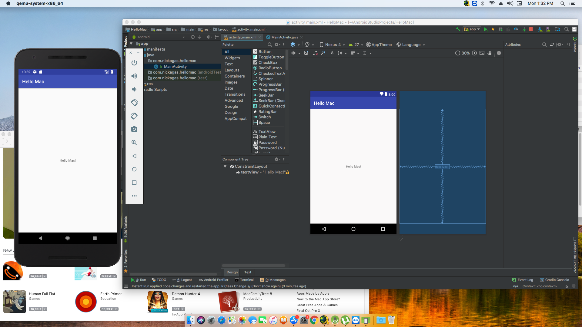 mac android studio run emulator